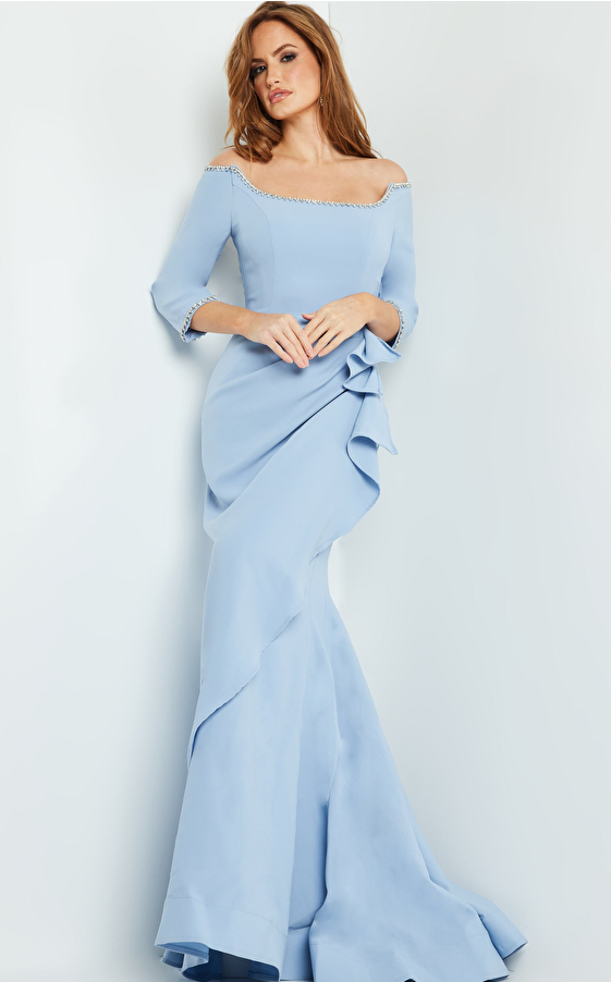 blue dress with ruffles 23190